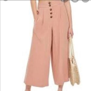 Topshop Blush Wide Leg Linen Pants